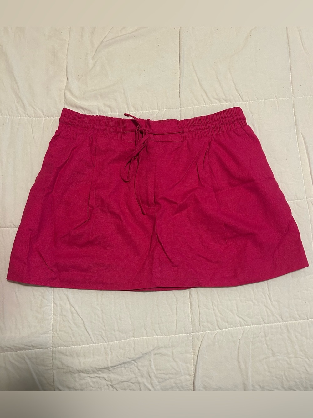 Hot Pink Drawstring Mini Skirt